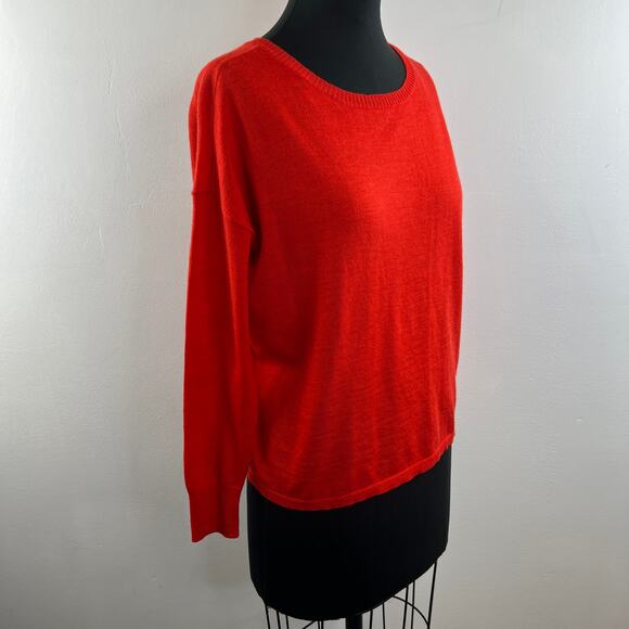 EILEEN FISHER Red Merino Wool Crewneck Sweater Pullover Long Sleeves Size XS - Picture 4 of 10